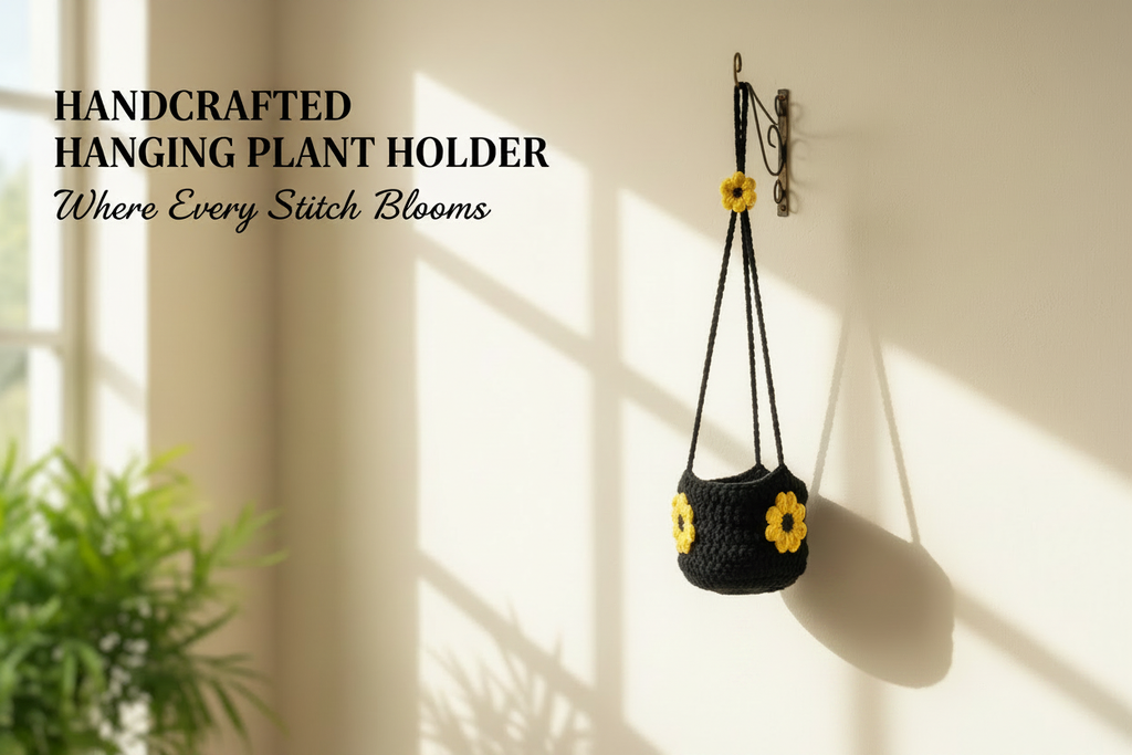 6" Crochet Hanging Plant Holder Title Image - No Tassel