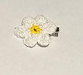 White crochet daisy hair clip on alligator clip