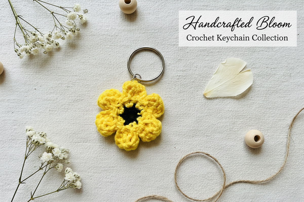 Crochet Flower Keychain Title Image