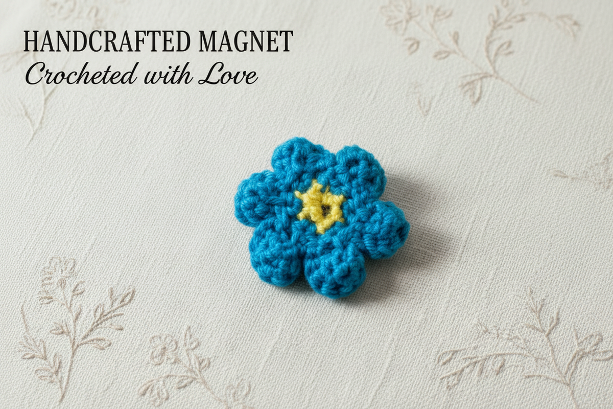 Crochet Flower Magnet Title Image - Custom Text